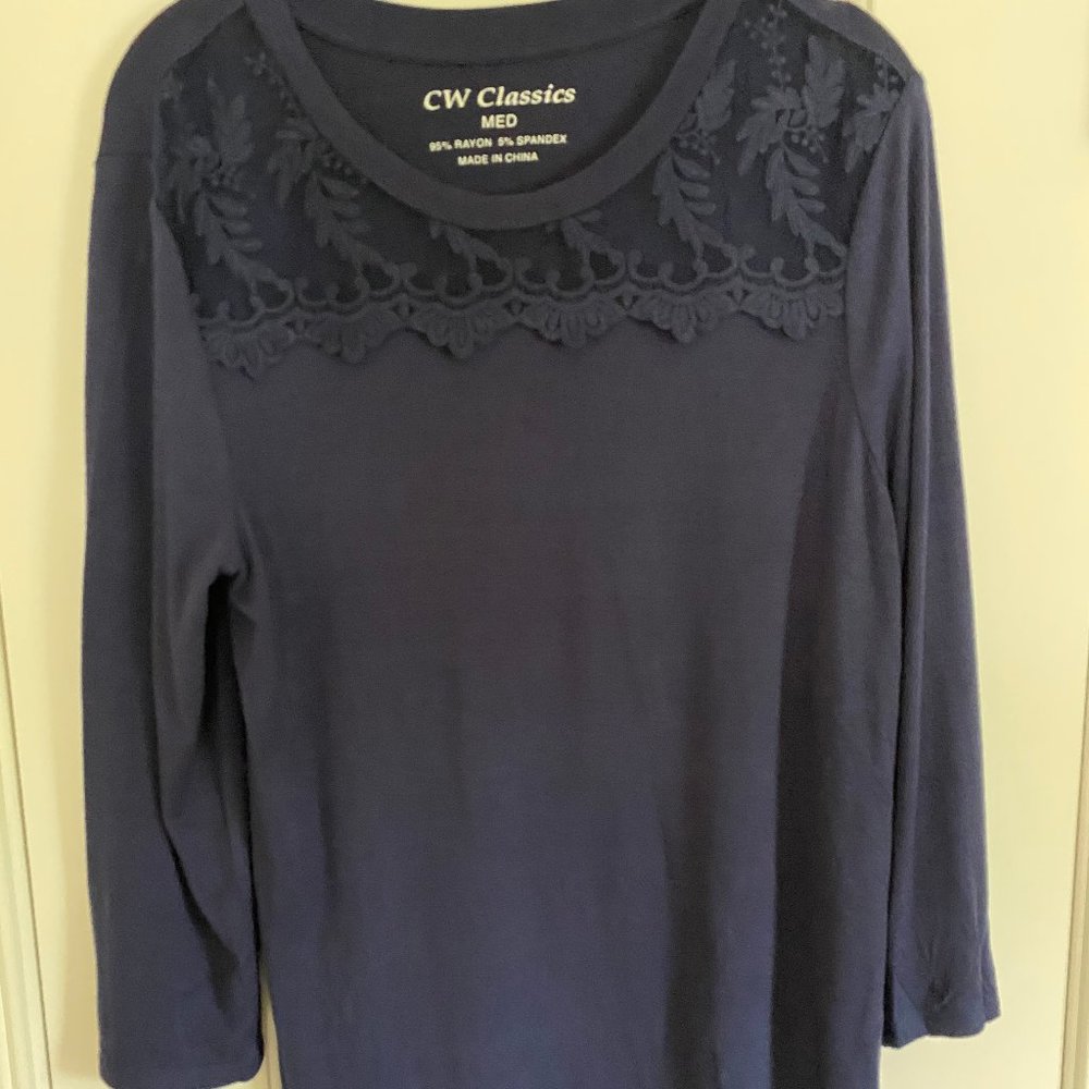 Women's Blue Long Sleeve Top